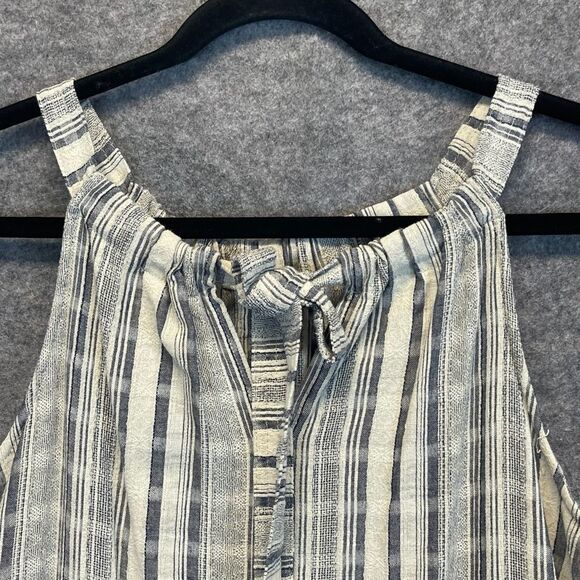 NWT HOPE AND HARLOW Shift Dress Women's Size 10 Pale Blue Cream Striped Halter - Picture 12 of 15